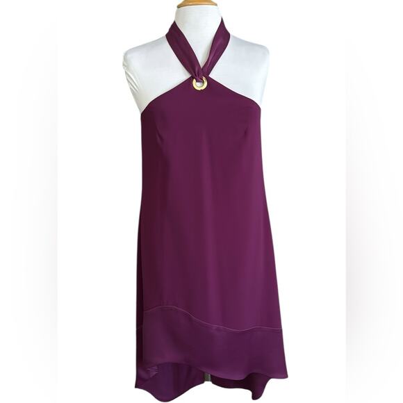 Trina Turk Glow Halter Neck Carmel Crepe Dress Purple Plum Women’s Size 6 NEW - Picture 4 of 13